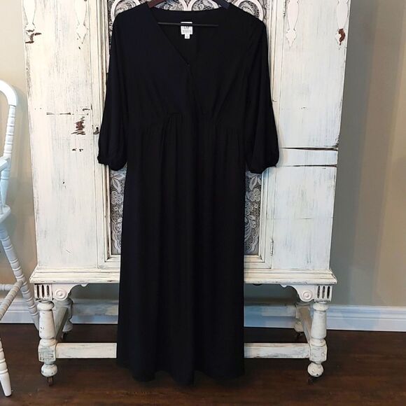 Brand New Gap Size Small Maternity Wrap Style V-Neck Black 100% Rayon Midi Dress - Picture 4 of 9